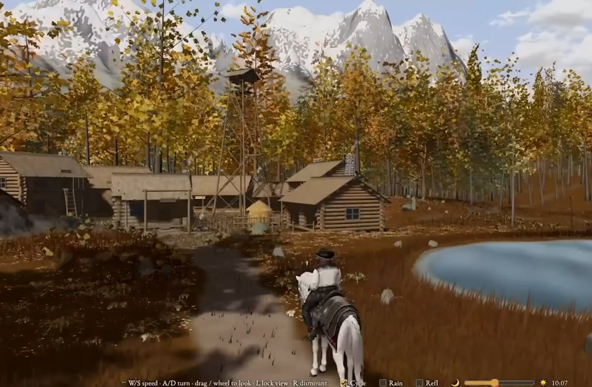 K3-generated 3D open world: snow-capped mountains and village